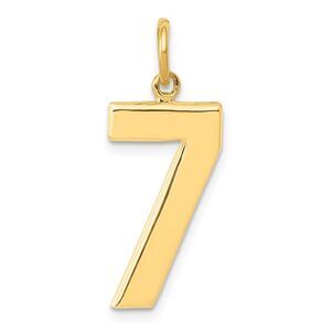 14k Yellow Gold, Athletic Collection, Large Polished Number 7 Pendant
